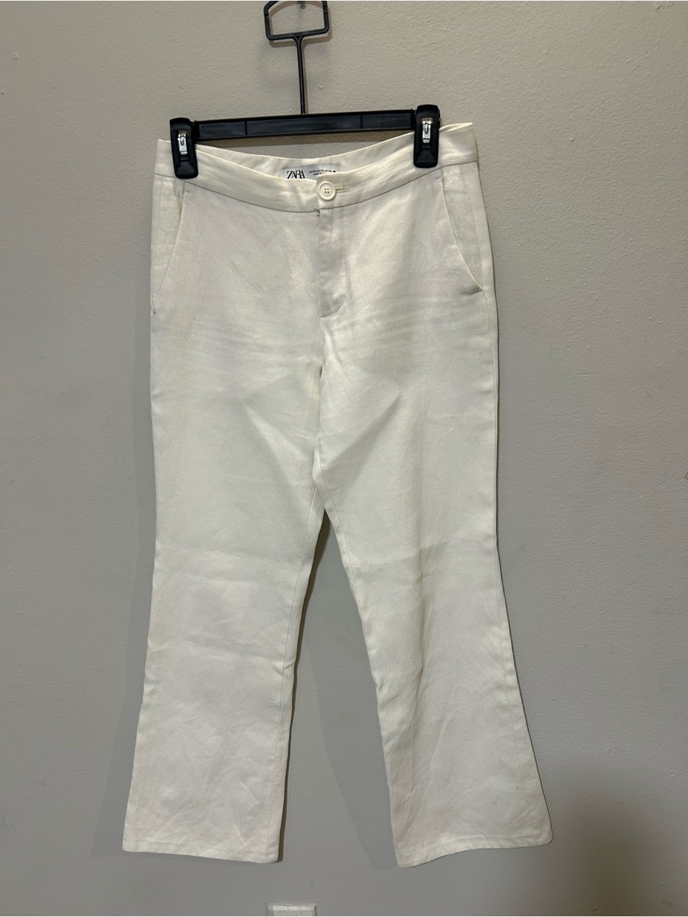 Zara White Linen Blend Flare Dress Pants - Size  XS 0328
